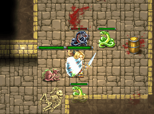 Warrior blocking a mage's spell